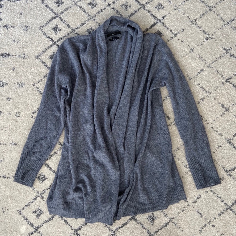 Tahari Grey Cashmere Cardigan